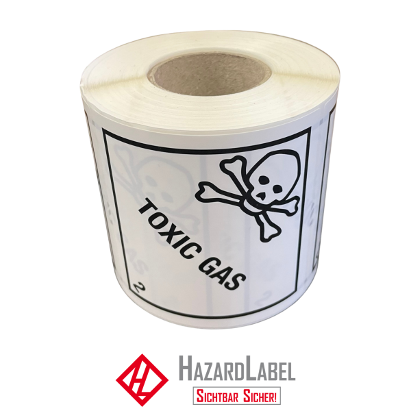 Gefahrgutaufkleber Klasse 2.3, 10x10 cm, PE-Folie, TOXIC GAS